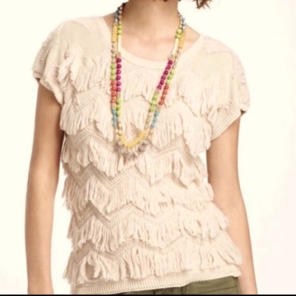 Anthropologie Yellow Bird Cap Sleeve Sweater - Picture 1 of 7